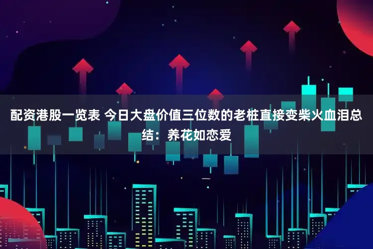 配资港股一览表 今日大盘价值三位数的老桩直接变柴火血泪总结：养花如恋爱