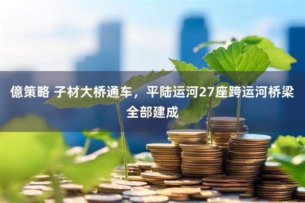 億策略 子材大桥通车，平陆运河27座跨运河桥梁全部建成