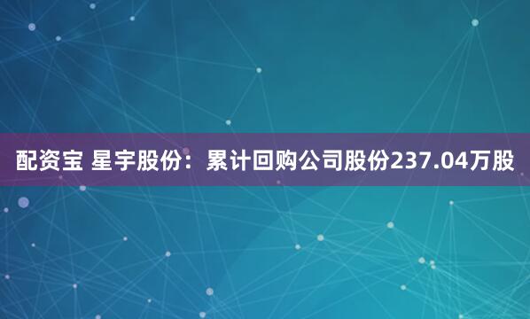 配资宝 星宇股份：累计回购公司股份237.04万股